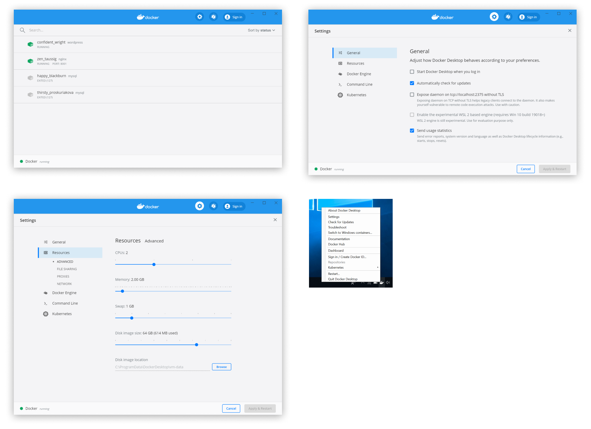 Windows的Docker桌面屏幕快照