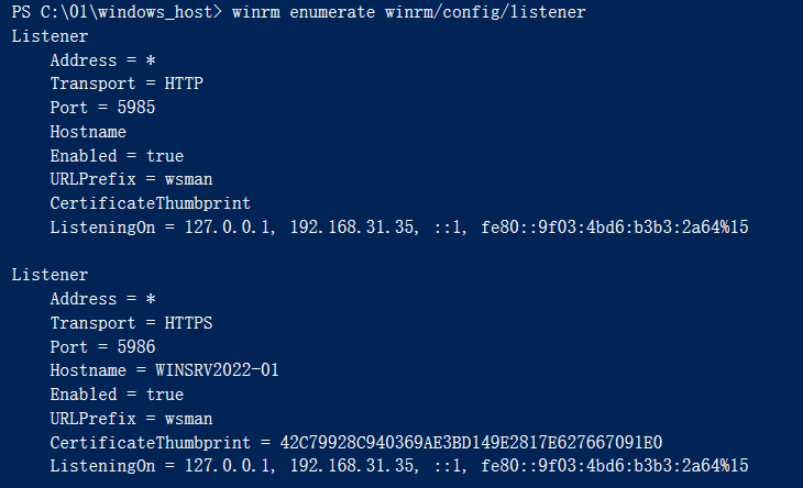 WinRM监听器配置